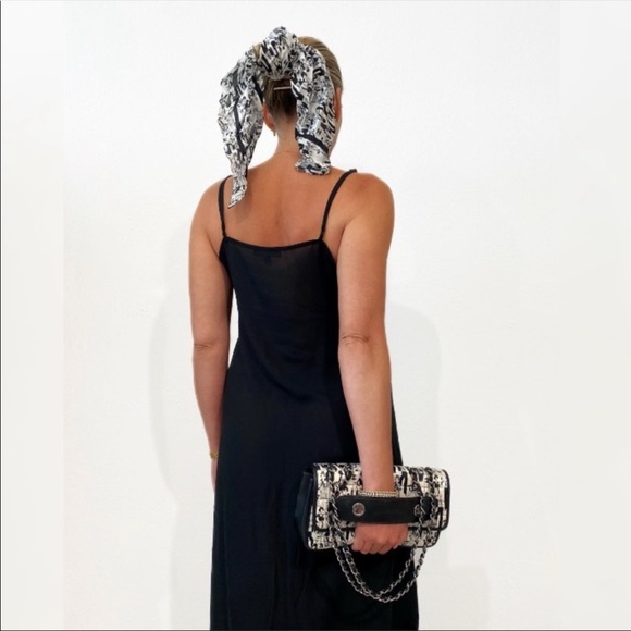 SOLD ✨Chanel Limited Edition Karl Lagerfeld Print Satin Stitch Chain Scarf Bag - Picture 5 of 17